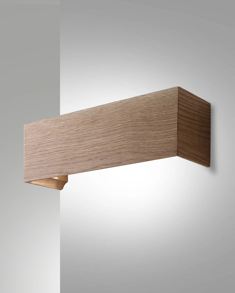 Lampada da Parete Badia in Metallo e Legno Quercia LED Integrato 16W 1940lm 3000K Warm White Design Moderno per Interni IP20 Classe 1