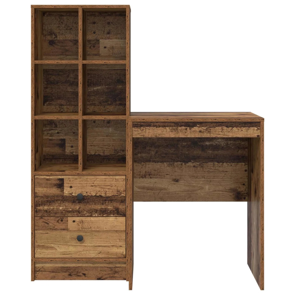 Scrivania con cassetto con lo scaffale 2 pcs Legno vecchio 3337343
