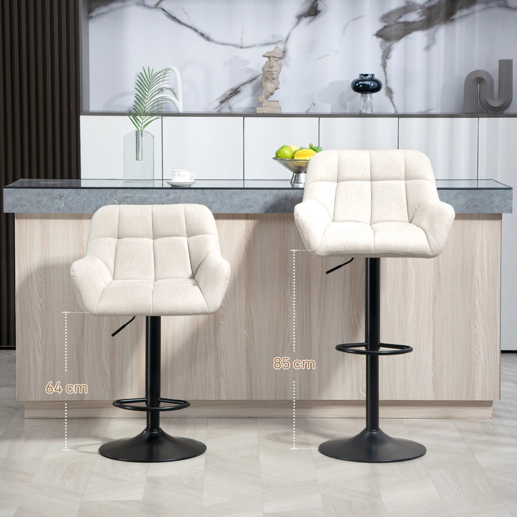 Sgabelli 2 Pezzi Design Retr¨° Altezza Regolabile ¨C Zephmum ¨C Ecopelle Creme + Nero