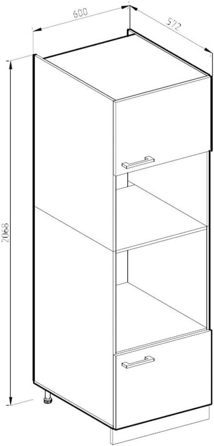 Mobile cucina microonde R-Line, Sonoma, 60 cm, per la libera combinazione all'interno di sistemi cucina modulari