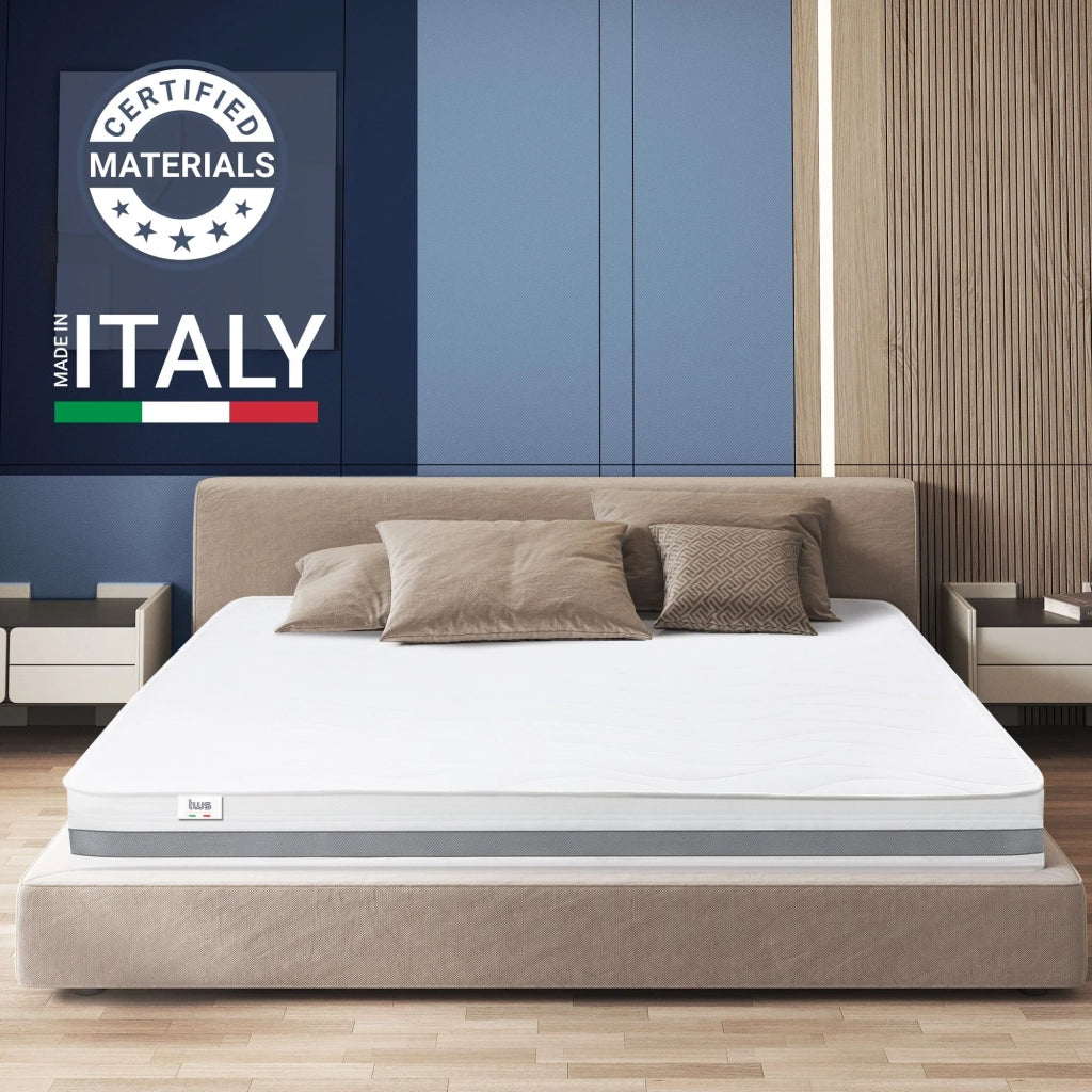 Materasso Matrimoniale 165x185 cm in Memory Antibatterico | Altezza 20 cm | Rivestimento 3D Air in Fibra Ipoallergenica | Materasso Ortopedico a 7 Zone Differenziate Termosensibili