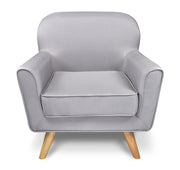 Poltrona in tessuto grigio e piedi in legno - Orchidea - PL-OR01JC