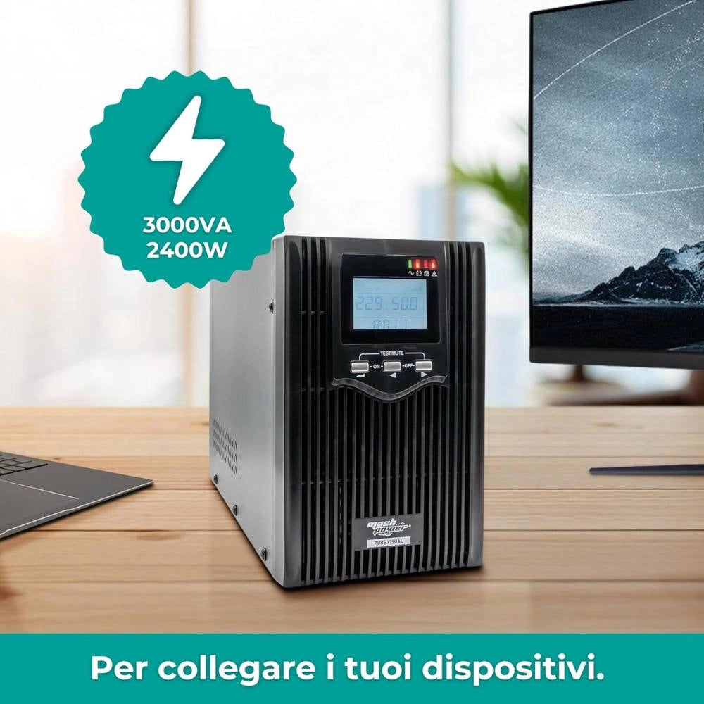 Mach power ups metal con display digitale e stabilizzatore avr *** potenza ampere (va) 2000 va, confezione 1