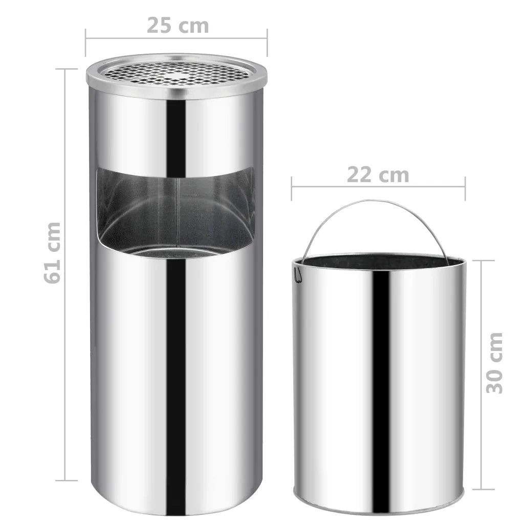 Pattumiera con Posacenere da Albergo 30 L Acciaio Inox 51087