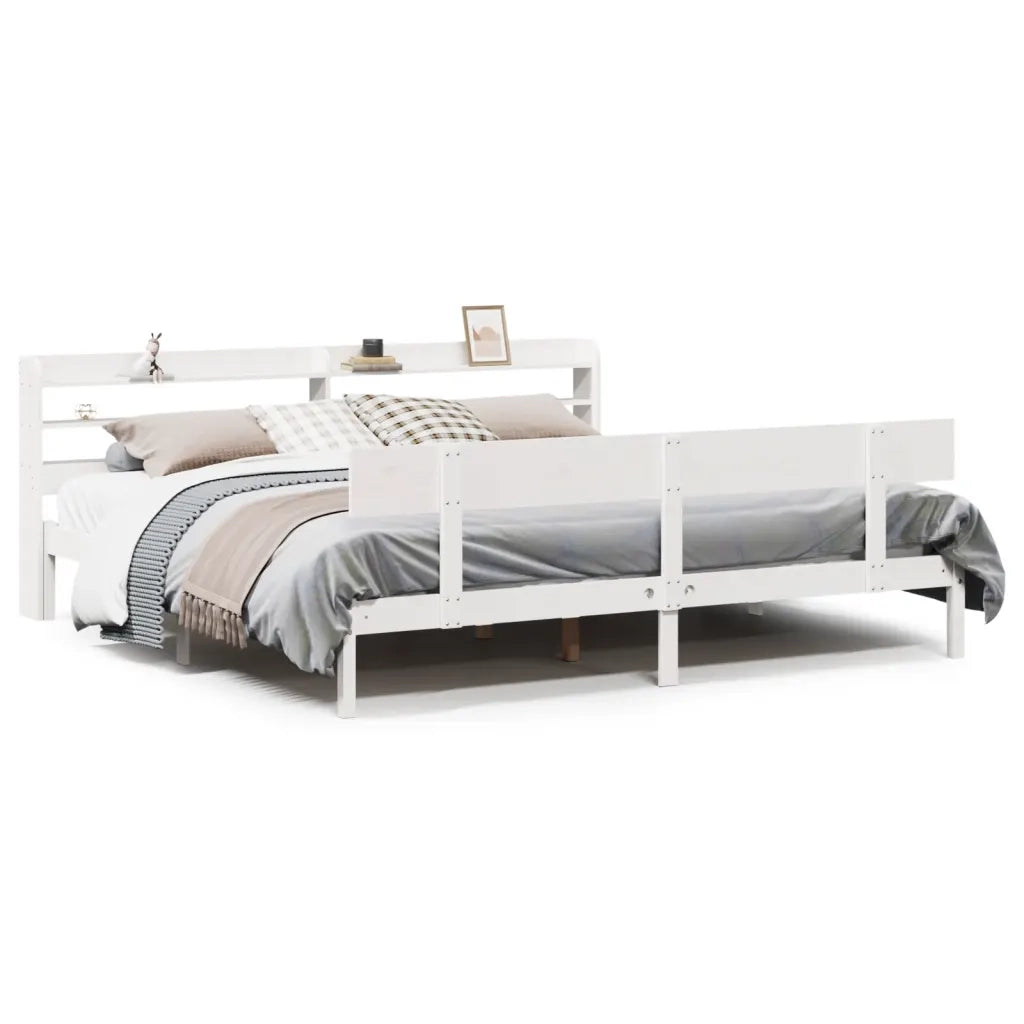 Letto senza Materasso-Struttura Letto Bianco 180x200 cm Legno Massello di Pino 863023