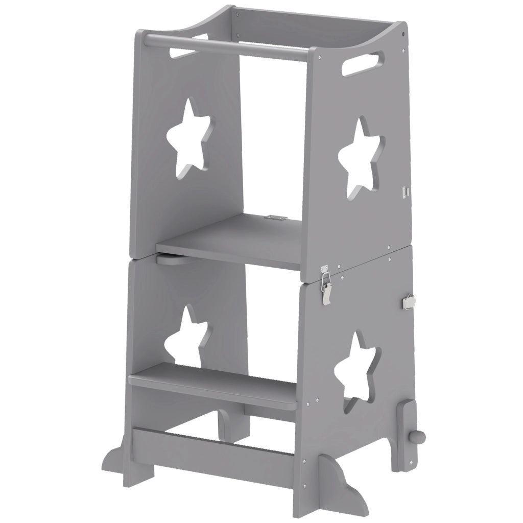 Tavolo e sedie convertibile Montessori ¨C Minimal ¨C legno grigio 60x44.5x86