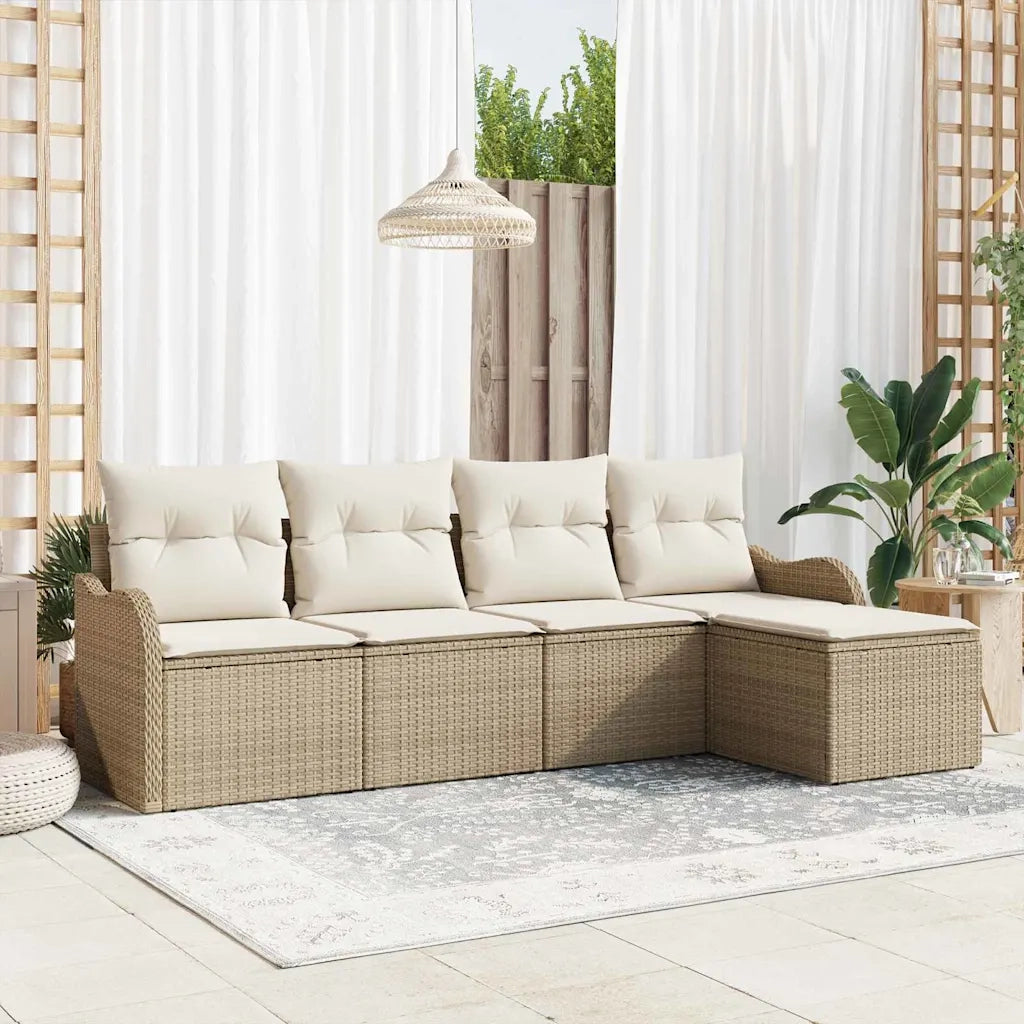 Set Divano da Giardino Beige polyrattan