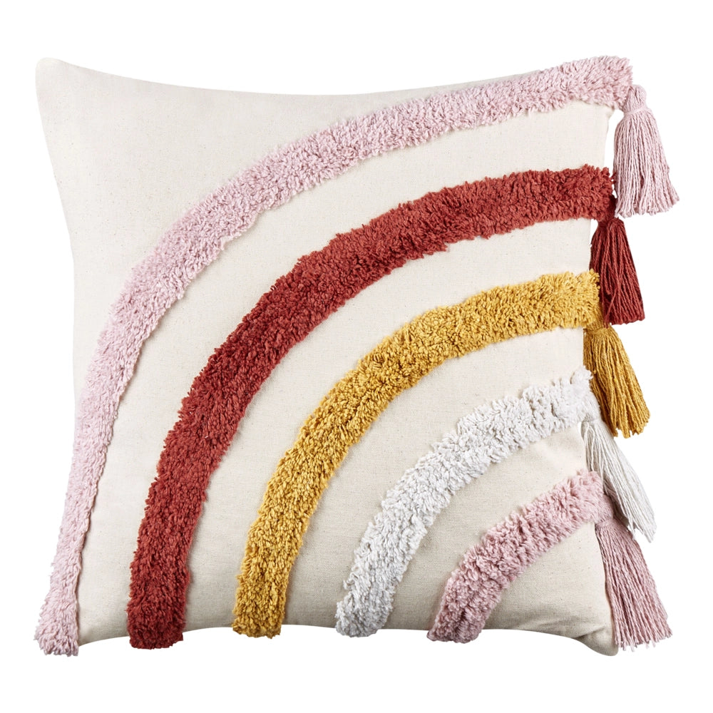 2 cuscini decorativi in cotone multicolore 45 x 45 cm con motivo arcobaleno