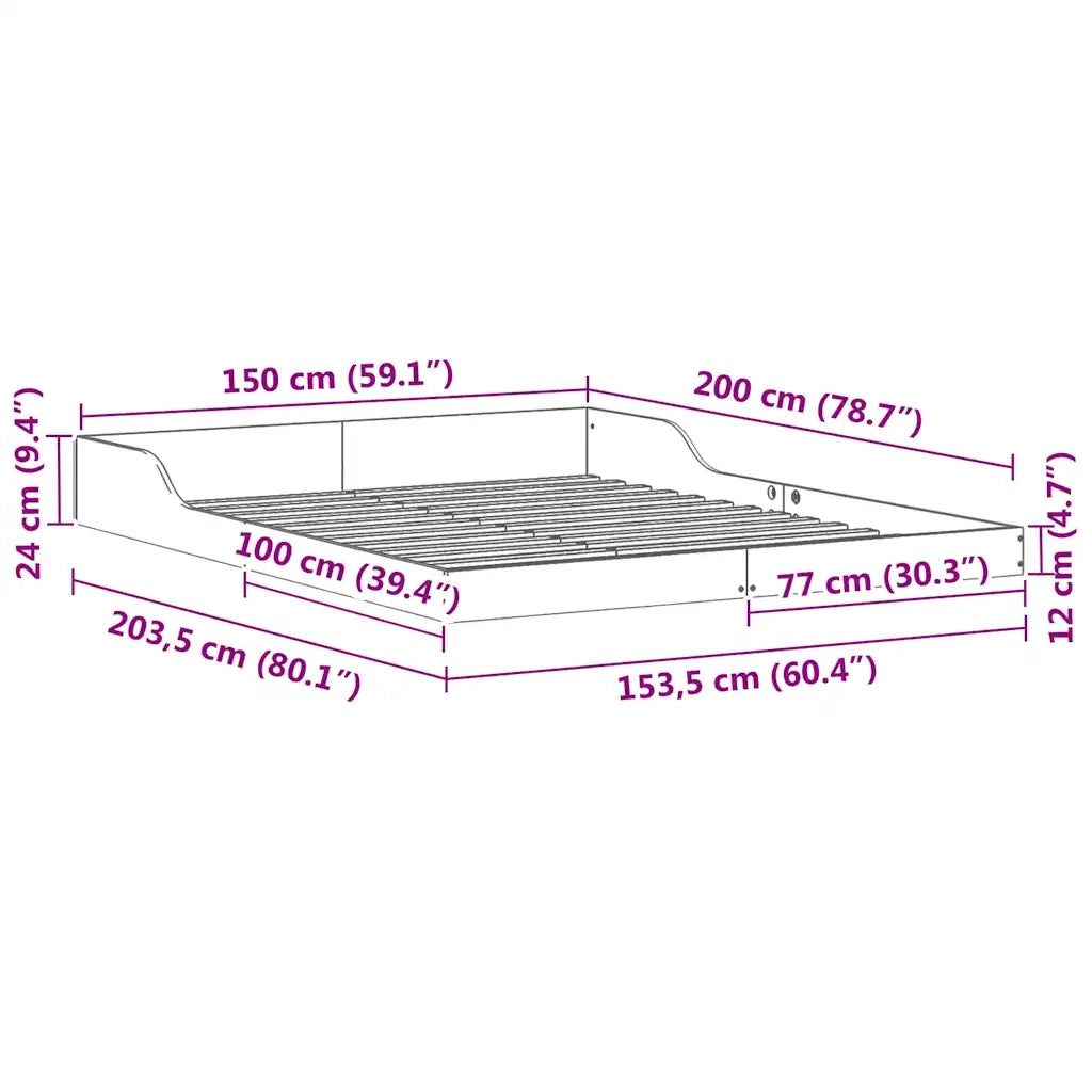 Struttura del letto Marrone cerato 150 x 200 cm Pino massello 873312
