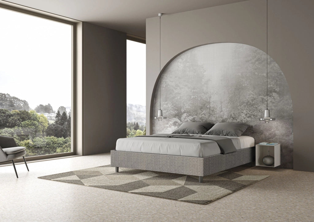 Letto Matrimoniale Sommier 160x200 cm con Rete Azelia Labirinto 02 Grigio