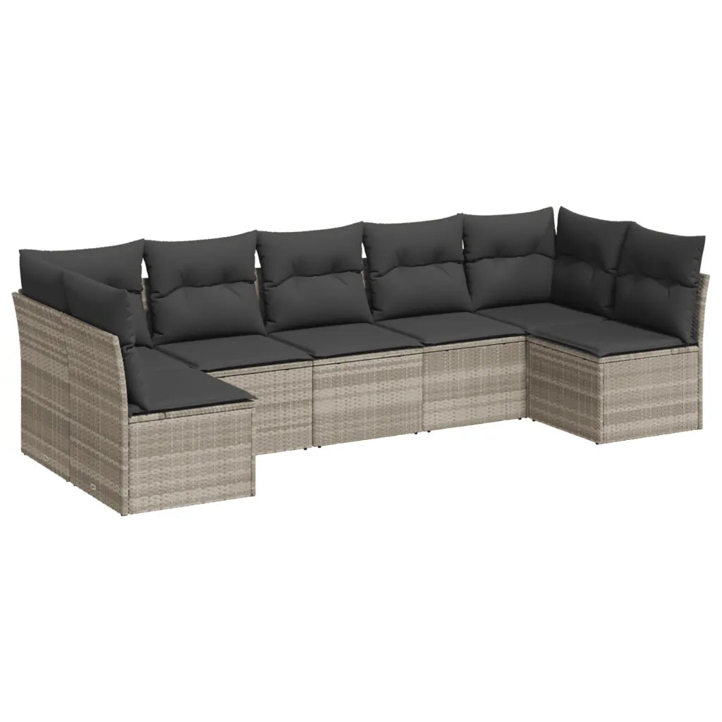 Set Divani da Giardino 7pz con Cuscini Grigio Chiaro Polyrattan 3249271