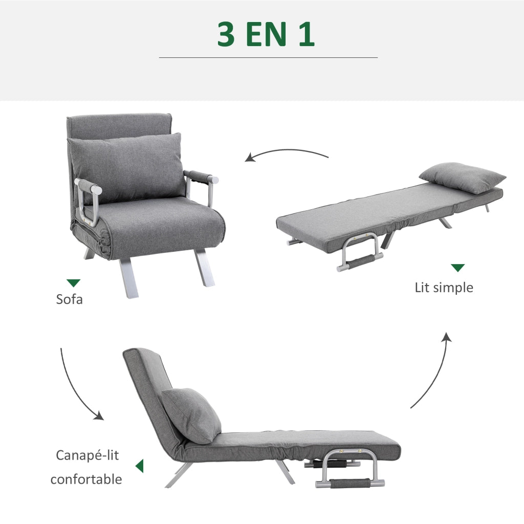 Poltrona letto imbottita ¨C Zephmum ¨C Grigio chiaro tessuto