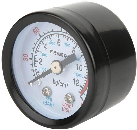 Manometro di compressore - Drukmeter per compressori - Nero - 0-180 PSI - Adatto per compressori a vite e compressori a pistone