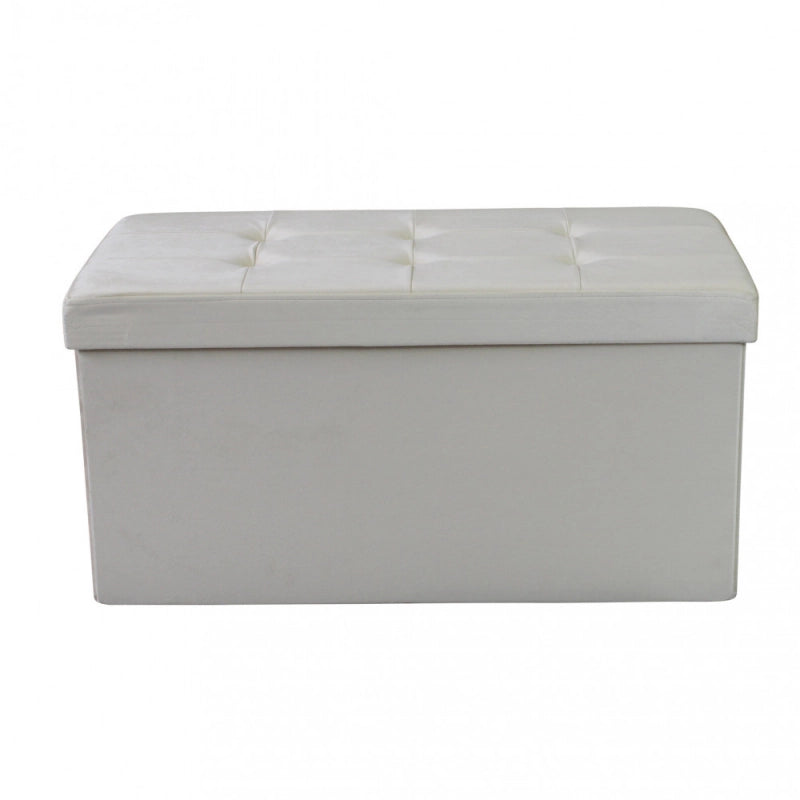 POUF CONTENITORE RETTANGOLARE IN VELLUTO BEIG