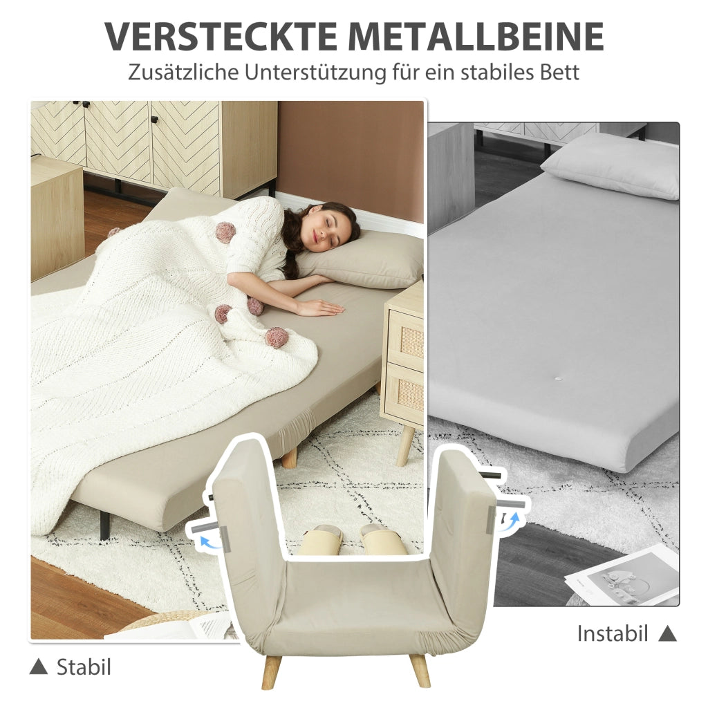 Divano letto ¨C Minimal ¨C velluto beige 130x78x79 cm