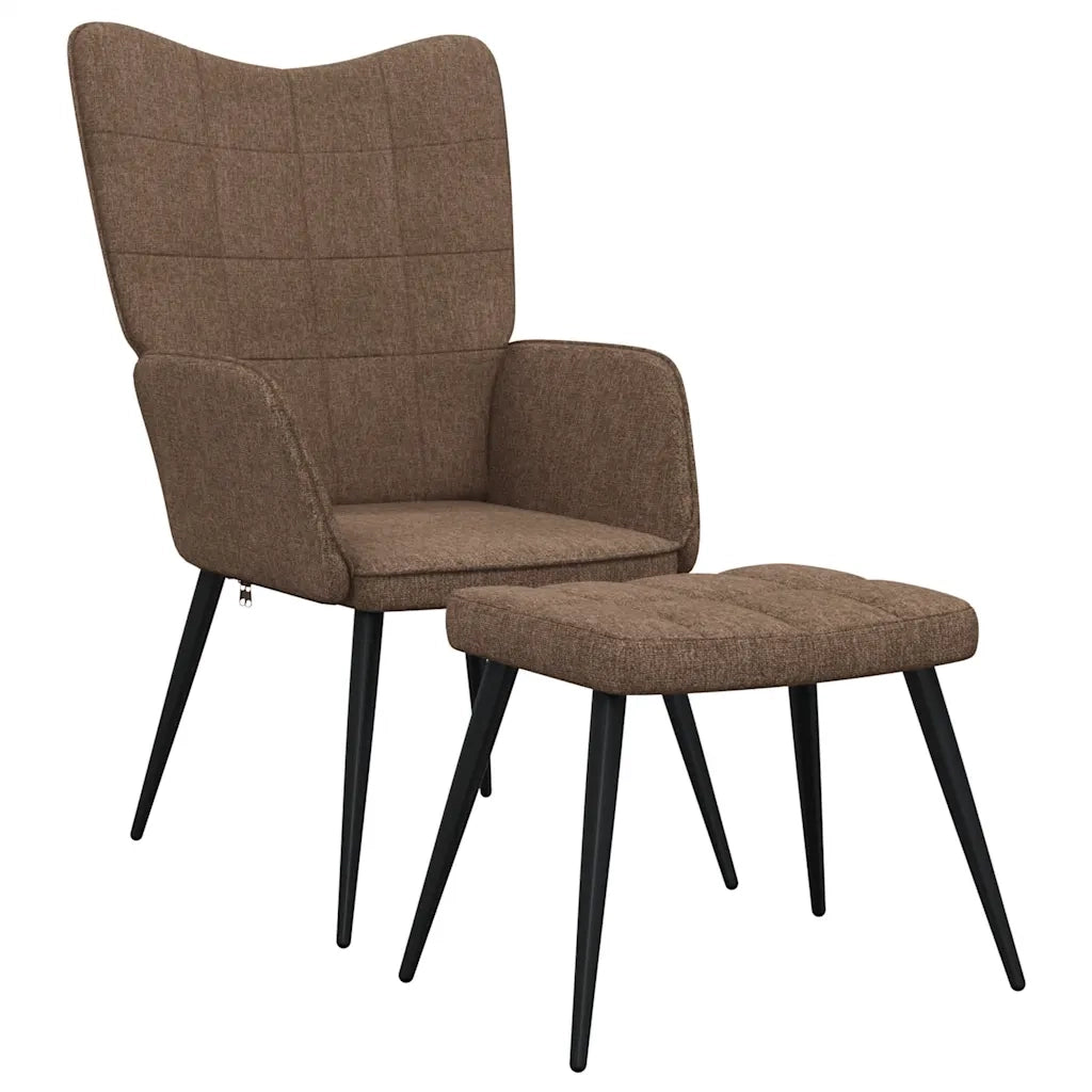 Sedia Relax con Sgabello Marrone in Tessuto 327955