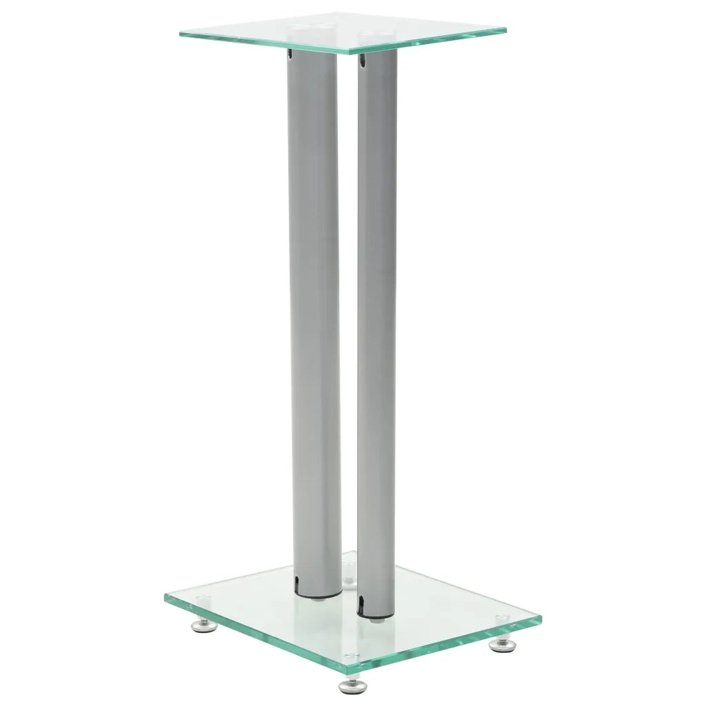 Supporti per Altoparlanti 2pz Vetro Temperato a Colonne Argento 50674