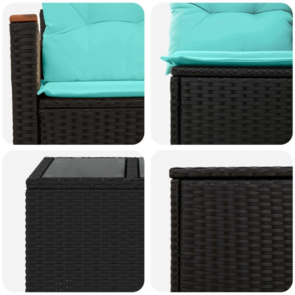 Set di divani 8 pz Nero e Blu Rattan sintetico e Acciaio 3448532