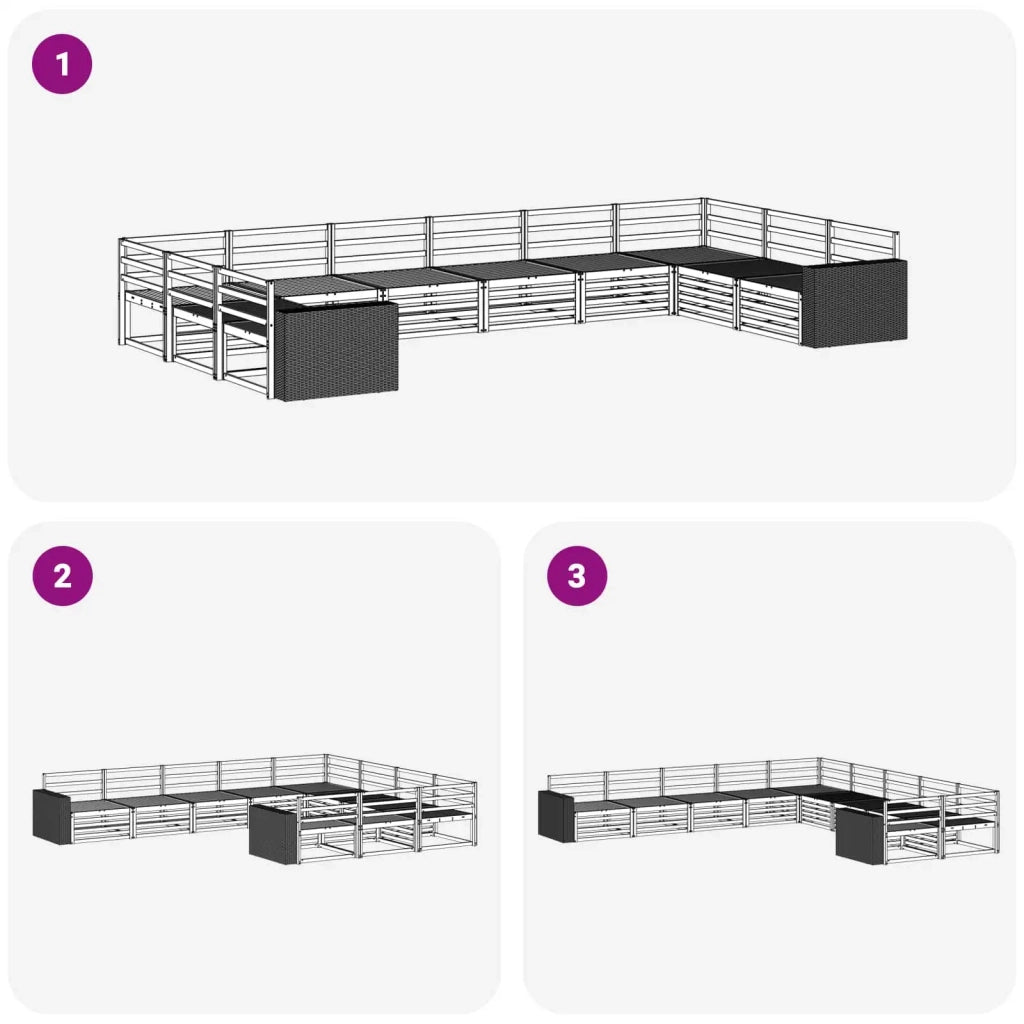Set divani 10 pz Legno di Acacia Massello 3383902