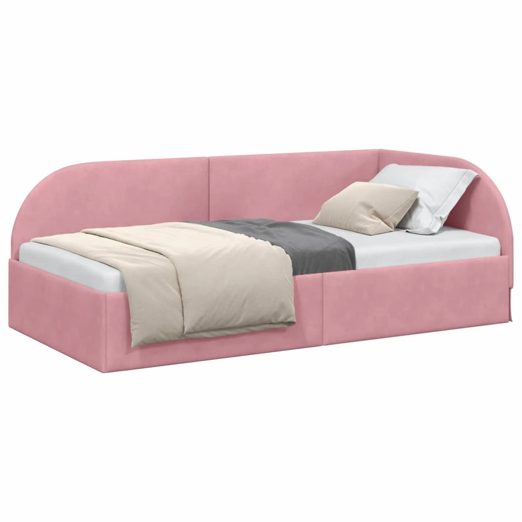 Cornice del letto ad angolo Rosa 90 cm x 200 cm Velluto 42016649