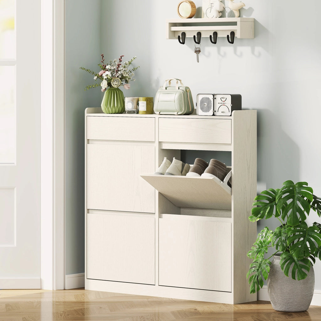 Scarpiera con cassetti e ante ¨C Minimal ¨C bianco 98x19x95 cm