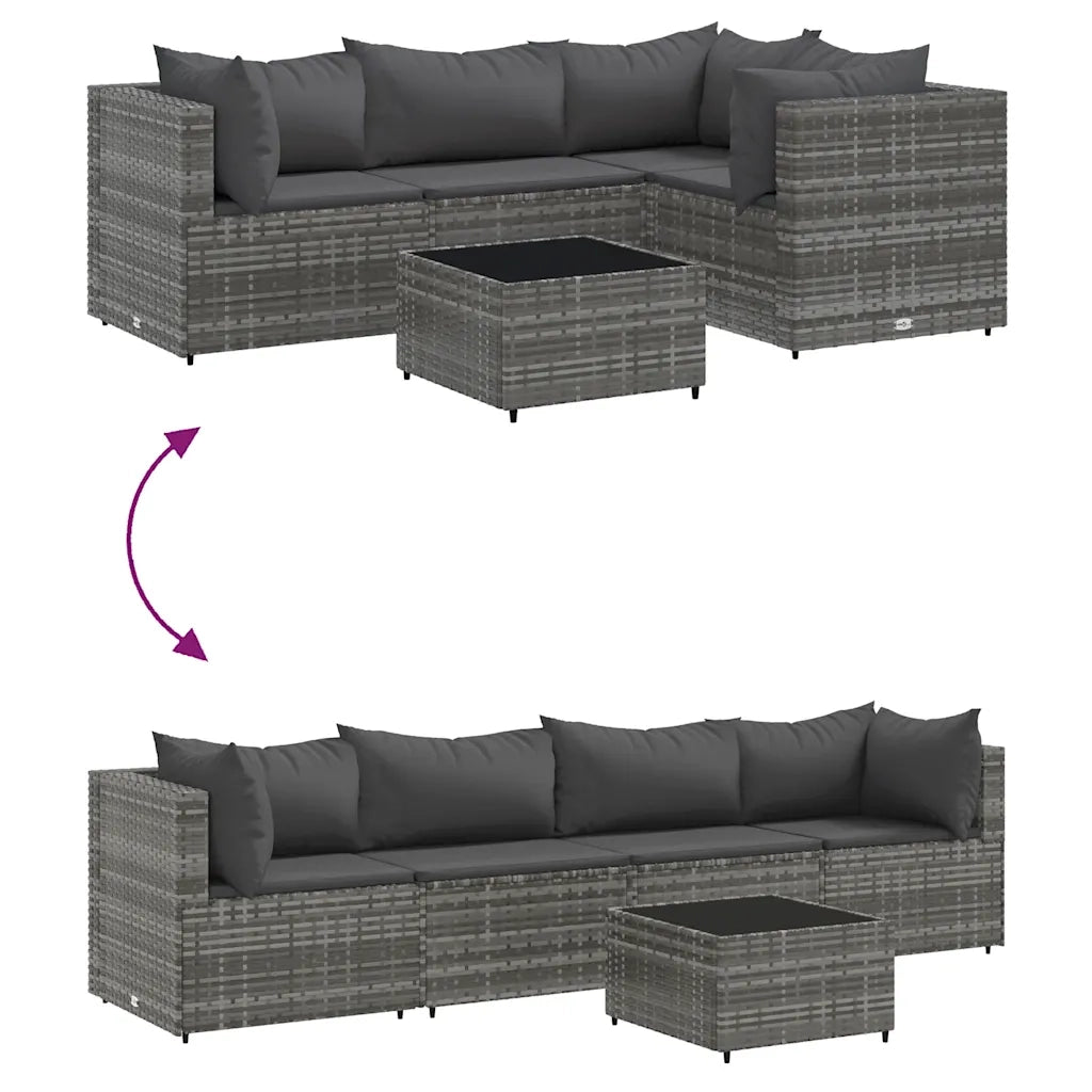 Set Divani da Giardino 5 pz con Cuscini in Polyrattan Grigio 3308082