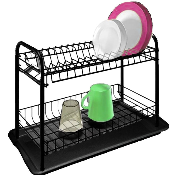 Scolapiatti da Cucina Lavello con Vassoio Zio 2 Posti Nero Artex