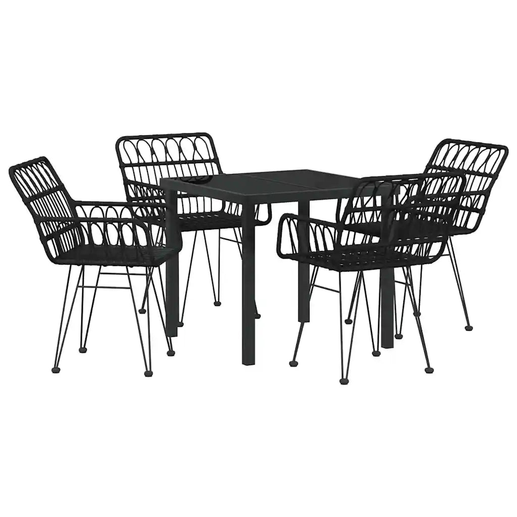 Set da Pranzo per Giardino 5 pcs Nero 3379185