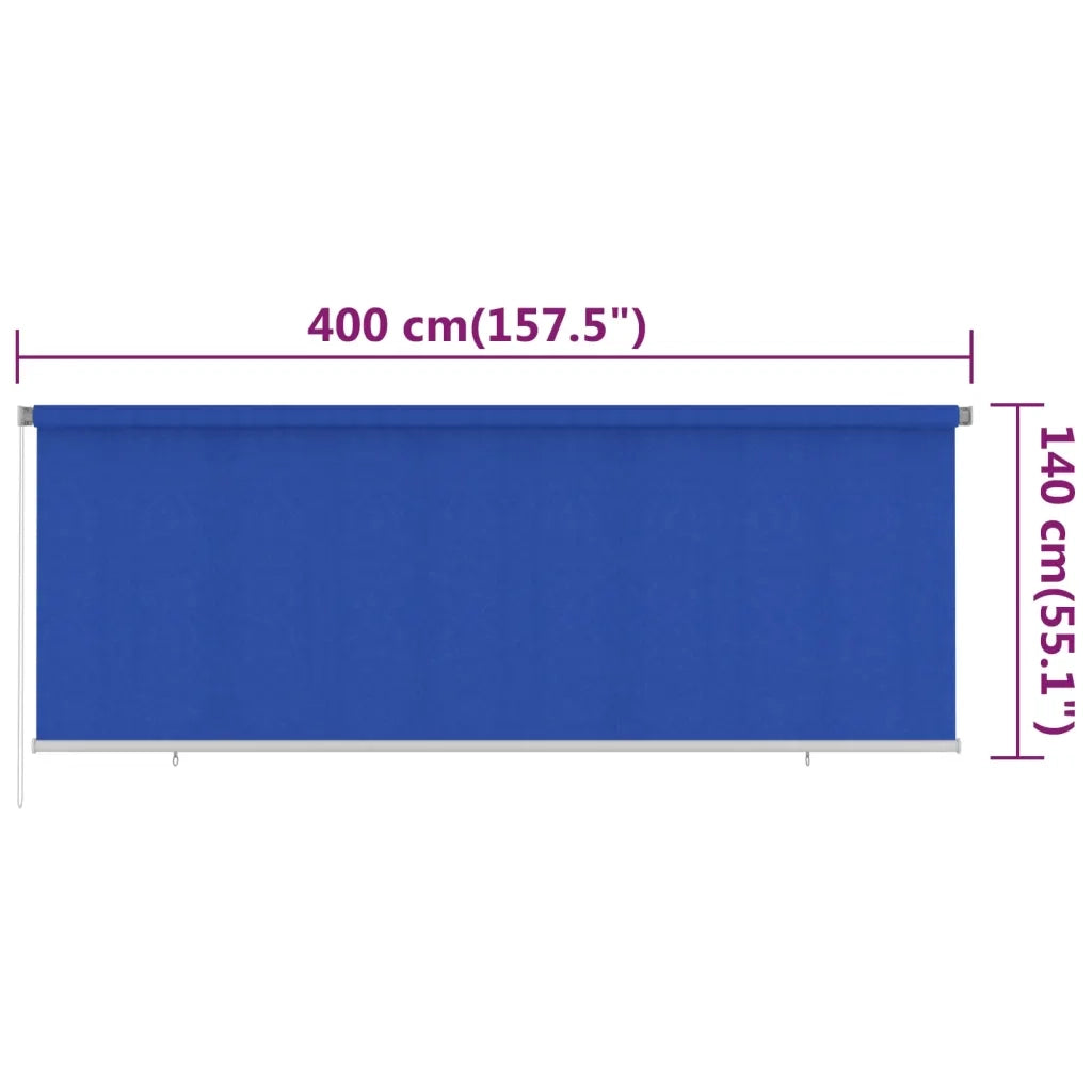 Tenda a Rullo per Esterni 400x140 cm Blu HDPE 312847