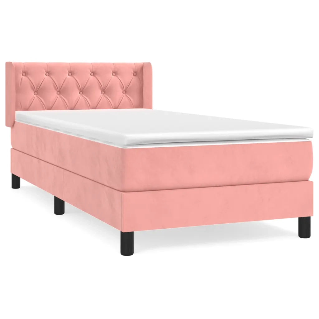 Giroletto a Molle con Materasso Rosa 80x200 cm in Velluto 3131110