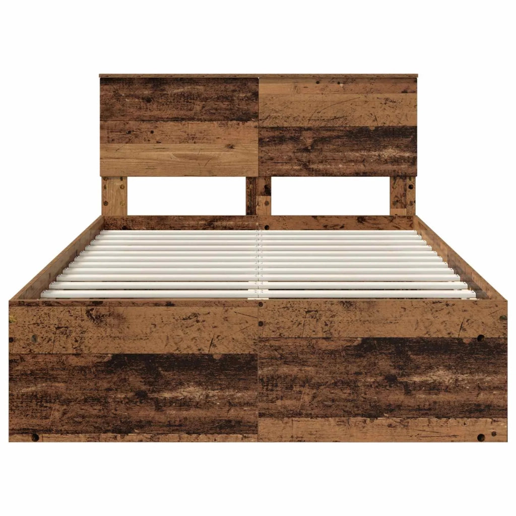Letto matrimoniale | Letto per adulti | Struttura del letto con testiera Legno vecchio 120 x 190 cm