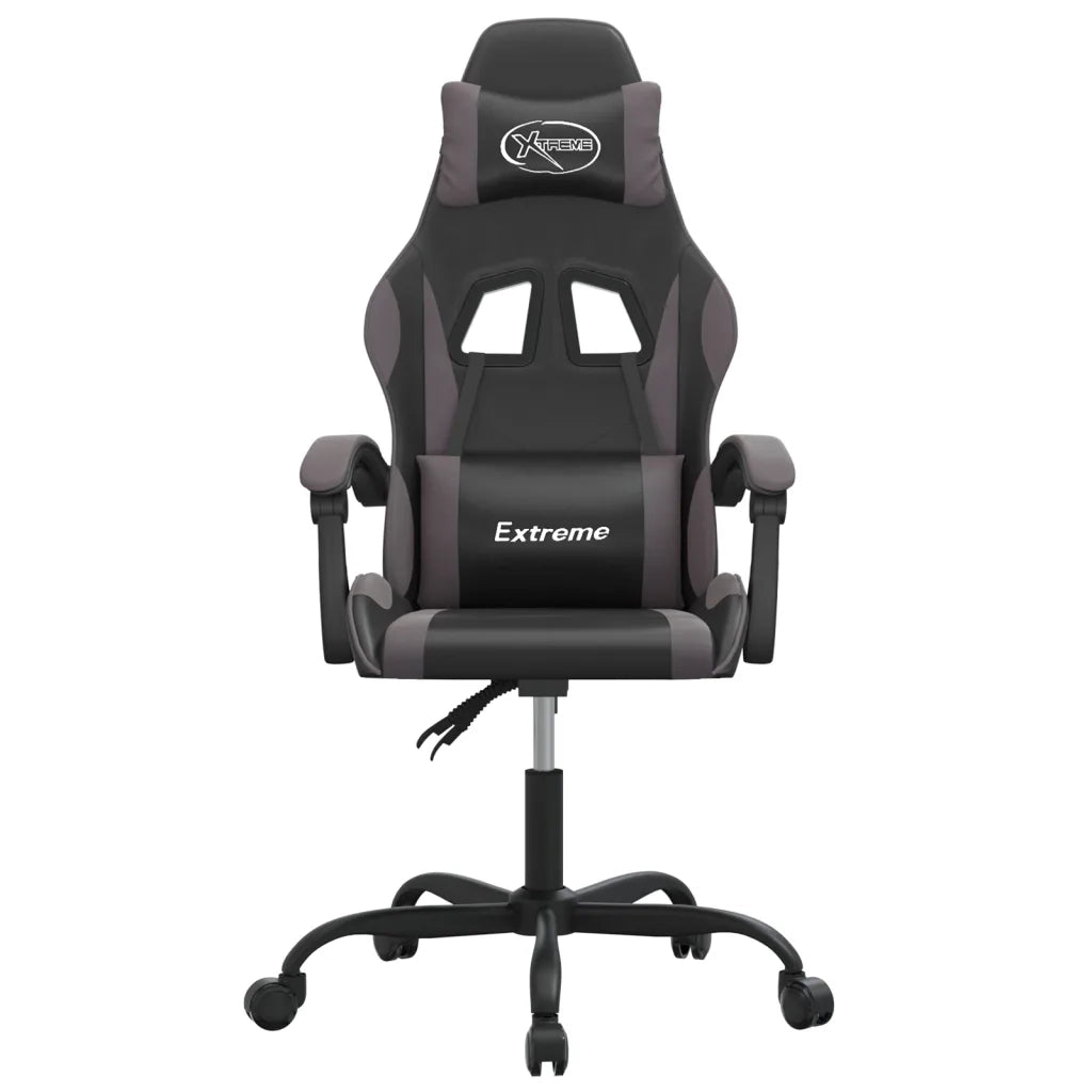 Sedia da Gaming Girevole Nera e Grigia in Similpelle 349571