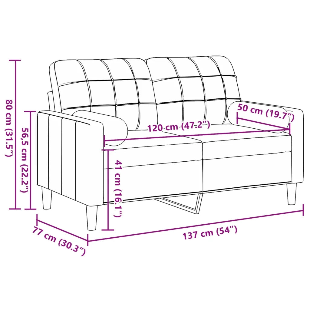 Divano a 2 Posti con Cuscini-Sofa 2 Posti con Cuscini Grigio Chiaro 120 cm in Velluto 788118