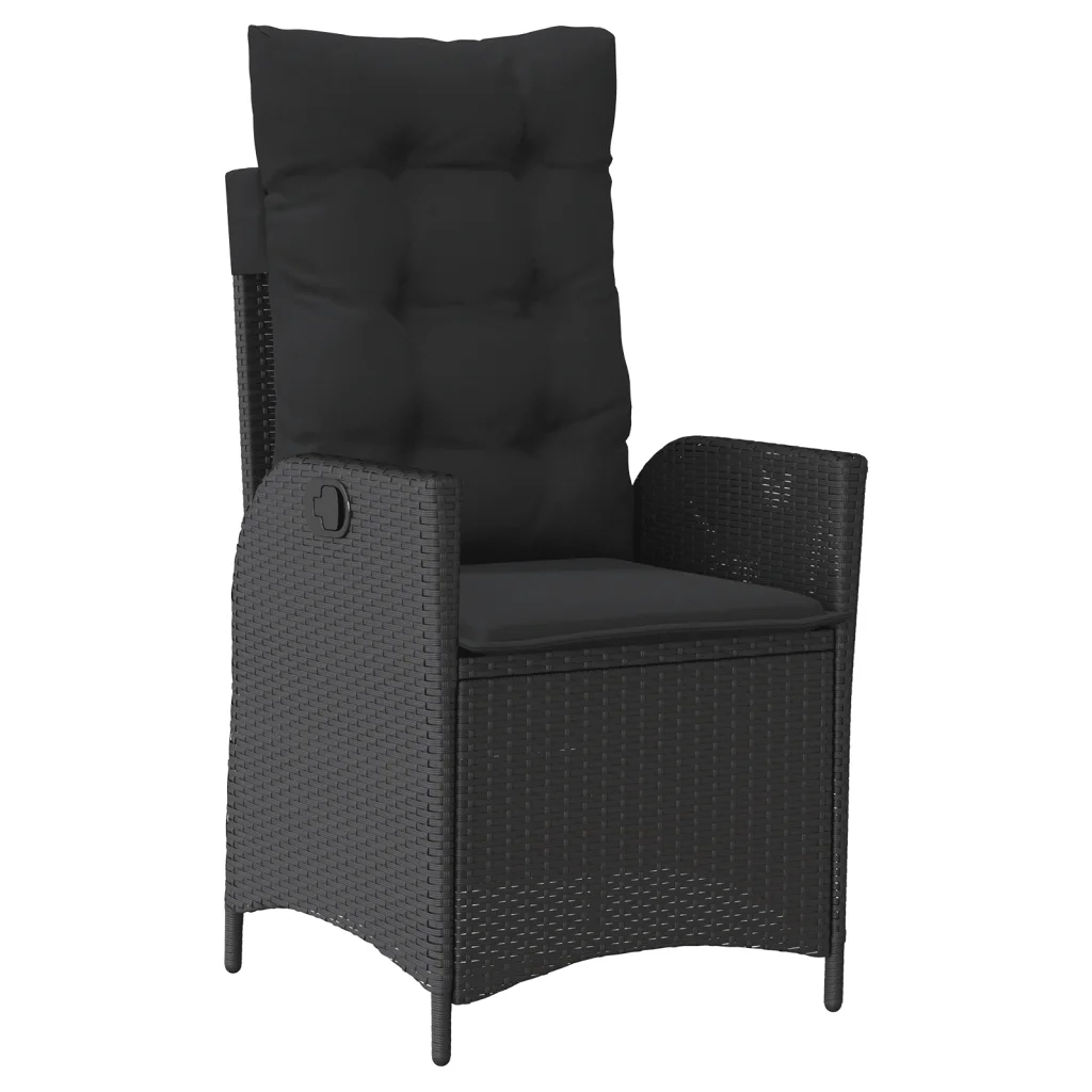 Set da Pranzo da Giardino 5 pz Nero con Cuscini in Polyrattan 3277446