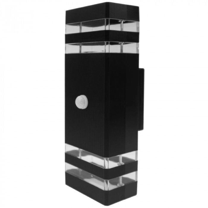 Applique esterna PIR nera 2xGU10 15W IP44 Ecolight