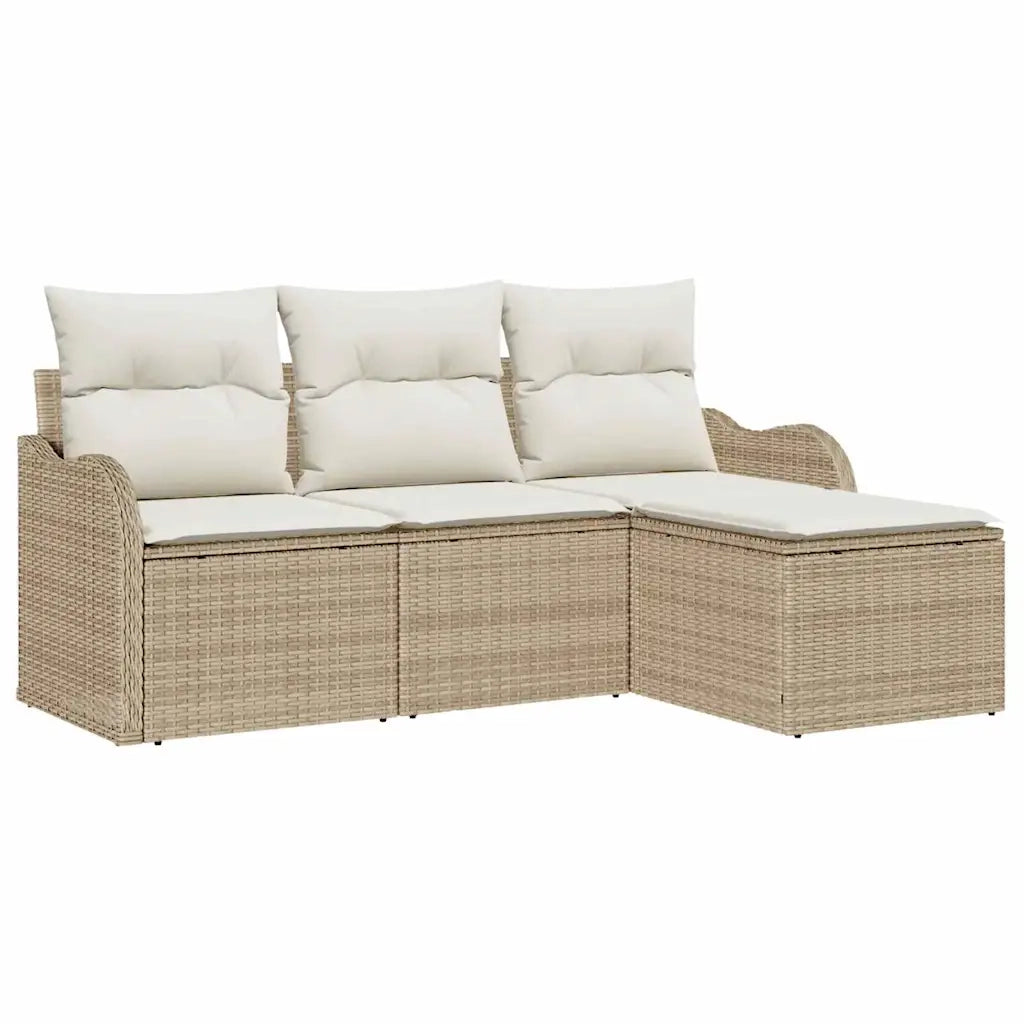 Set Divano da Giardino con archiviazione 4 pcs Beige polyrattan 3354320