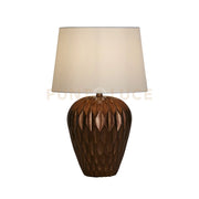 Lampada da tavolo Rosetta 1Lt, resina bronzo e paralume in lino bianco