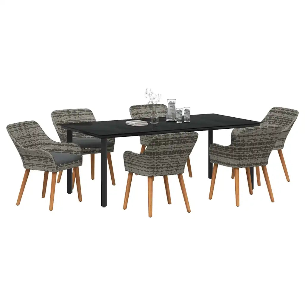 Set da Pranzo per Giardino con cuscino 7 pcs Grigio polyrattan 3261689