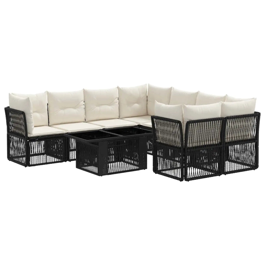 Set Divano da Giardino 9 pz Nero polyrattan 3436429