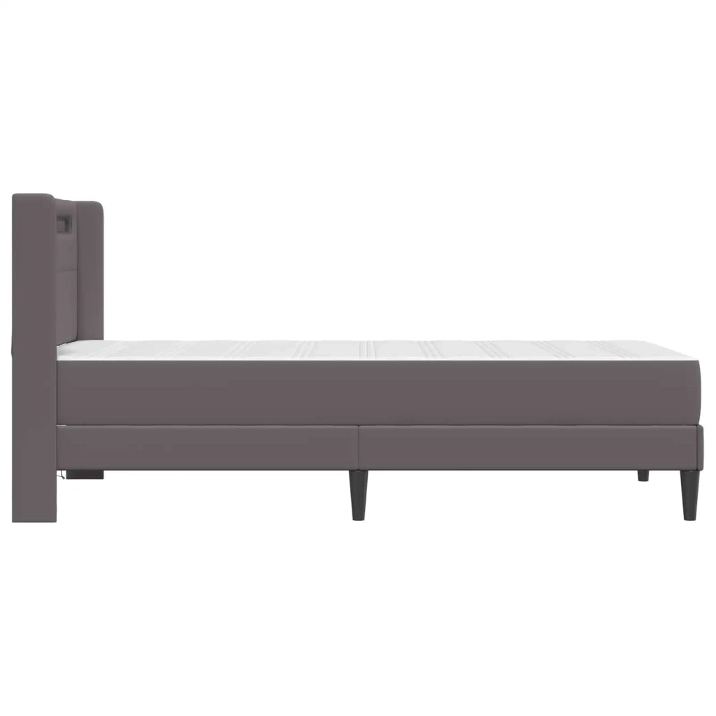 Struttura letto con materasso-Giroletto Grigio 90 x 190 cm Similpelle