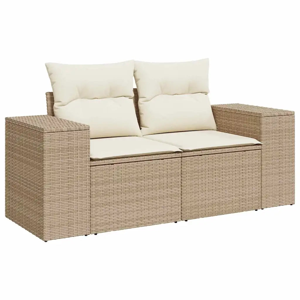 Set Divano da Giardino 9 pcs Beige e Crema polyrattan