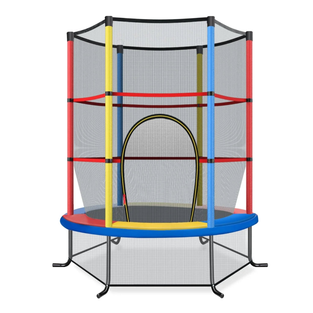 Trampolino da giardino 165 x 165 x 161 cm con rete di sicurezza a 360° e struttura stabile in PVC colorato 20_0014494