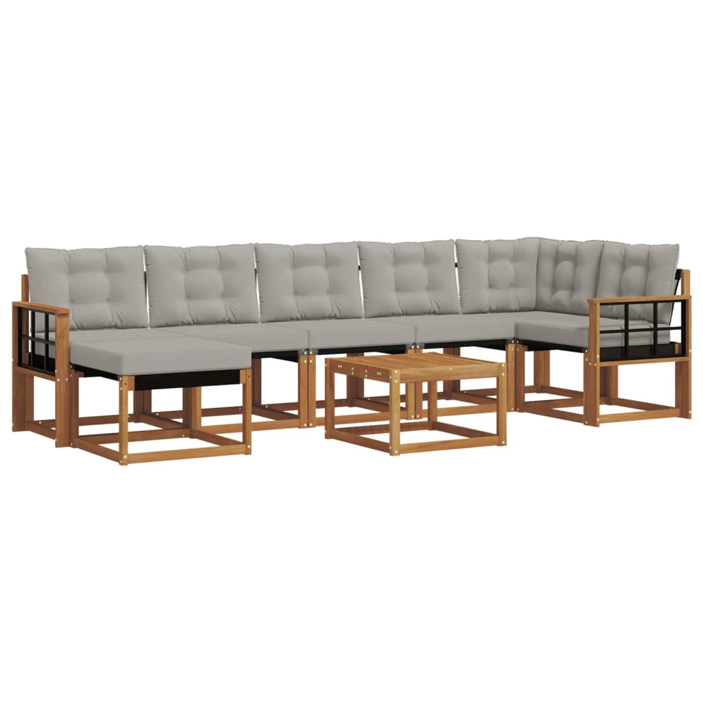 Set di divani da esterno 8 pcs Grigio Naturale e Chiaro 3368910