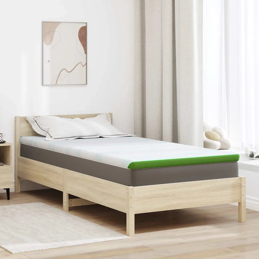 Topper per materasso Bianco e Verde 100 x 200 cm 4106147