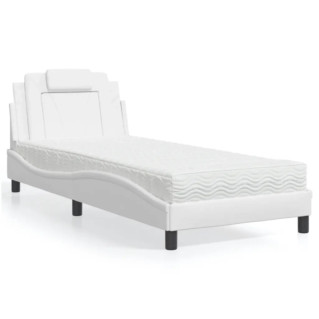 Letto Viana con Materasso Bianco 80x200 cm in Similpelle
