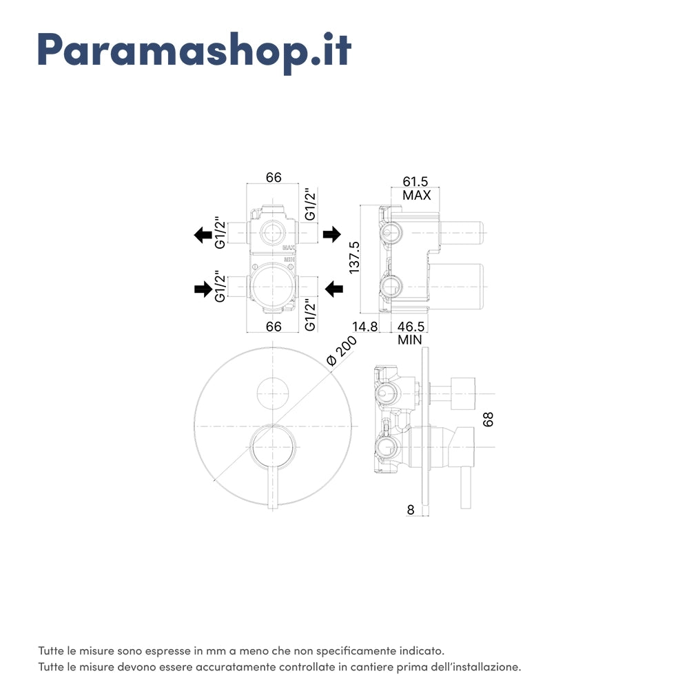 Paffoni miscelatore incasso doccia con deviatore a 2 vie cromato mod. Stick