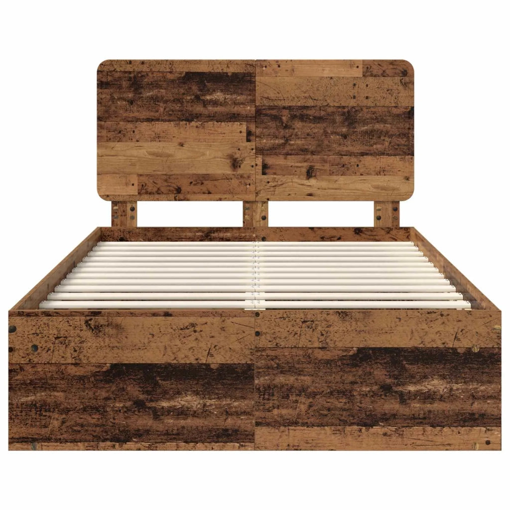 Letto matrimoniale | Letto per adulti | Struttura del letto Legno vecchio 135 x 190 cm Pino massello
