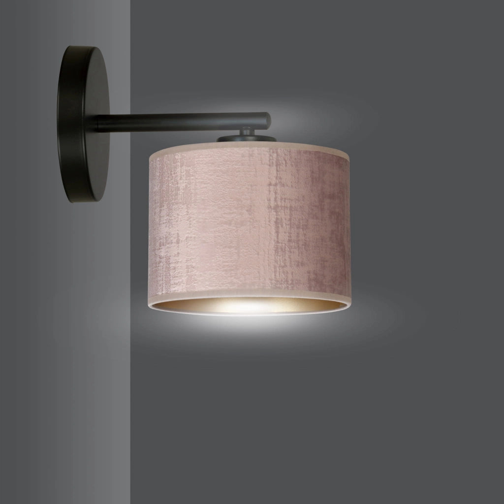 Applique Emibig Hilde K1 1xE27 rosa nero ottone tessuto