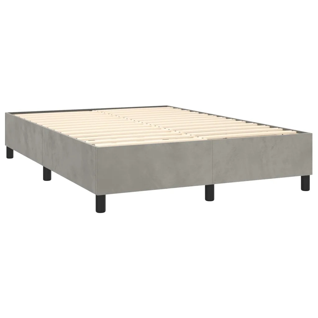 Letto a Molle Materasso e LED Grigio Chiaro 140x190 cm Velluto 3136179