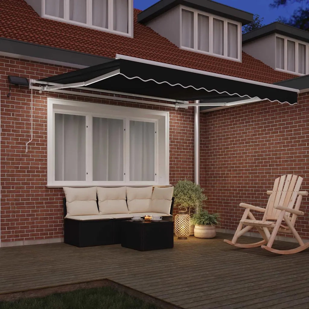 Tenda retrattile-Tenda parasole per balcone Nero 350 x 250 cm Tessuto e acciaio